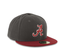 Load image into Gallery viewer, Alabama Crimson Tide New Era NCAA 59FIFTY 5950 Fitted Cap Hat Dark Gray Crown Cardinal Visor Cardinal/White Logo