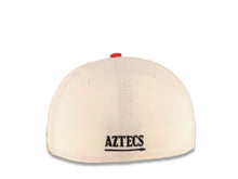 Load image into Gallery viewer, San Diego State Aztecs New Era NCAA 59FIFTY 5950 Fitted Cap Hat Cream Crown Red Visor Black/Red Logo 40th Anniversary Side Patch Cream UV