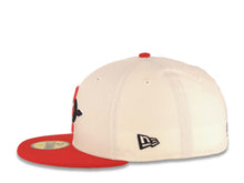 Load image into Gallery viewer, San Diego State Aztecs New Era NCAA 59FIFTY 5950 Fitted Cap Hat Cream Crown Red Visor Black/Red Logo 40th Anniversary Side Patch Cream UV