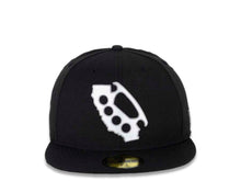 Load image into Gallery viewer, CALI CALIfornia New Era 59FIFTY 5950 Fitted Cap Hat Black Crown/Visor White/Gray Brass Knuckle Logo