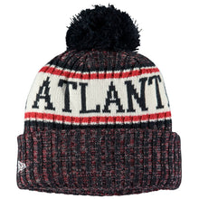 Load image into Gallery viewer, Atlanta Braves New Era MLB 2018 Sideline Cuffed Pom Knit Hat Navy Blue/White/Red Crown/Visor Team Color Logo