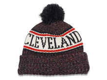 Load image into Gallery viewer, Cleveland Indians New Era MLB 2018 Sideline Cuffed Pom Knit Hat Black/White/Red Crown/Visor Team Color Logo