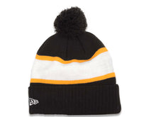Load image into Gallery viewer, Pittsburgh Pirates New Era MLB Cuffed Pom Knit Pride Hat Black/White/Yellow Crown/Visor Team Color Logo