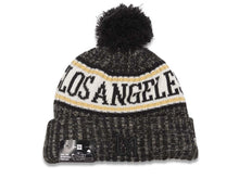 Load image into Gallery viewer, Los Angeles Football Club LAFC New Era MLS 2018 Sideline Cuffed Pom Knit Hat Black/White/Yellow Crown/Visor Team Color Logo
