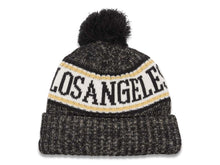 Load image into Gallery viewer, Los Angeles Football Club LAFC New Era MLS 2018 Sideline Cuffed Pom Knit Hat Black/White/Yellow Crown/Visor Team Color Logo