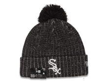 Load image into Gallery viewer, Chicago White Sox New Era MLB Cuffed Pom Twist A3 Knit Beanie Hat Black/White Crown/Visor White Logo