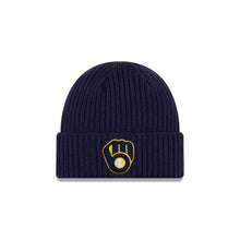 Load image into Gallery viewer, Milwaukee Brewers New Era MLB Cuffed Knit Beanie Navy Team Color Logo