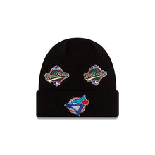 Load image into Gallery viewer, Toronto Blue Jays New Era MLB Cuffed Knit Beanie Black Team Color Logo (World Series Champions)
