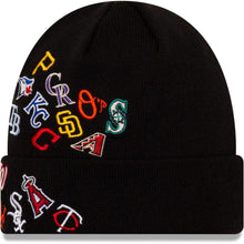 Load image into Gallery viewer, New Era MLB Cuff Knit Hat Black All Teams League Overload