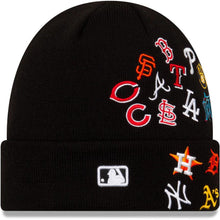 Load image into Gallery viewer, New Era MLB Cuff Knit Hat Black All Teams League Overload