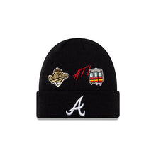 Load image into Gallery viewer, Atlanta Braves New Era MLB Cuff Knit Hat Team Color Navy Crown/Cuff White Logo 2004 World Series City Transit