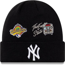 Load image into Gallery viewer, New York Yankees New Era MLB Cuff Knit Hat Team Color Navy Crown/Cuff White Logo 1996 World Series City Transit