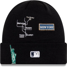Load image into Gallery viewer, New York Yankees New Era MLB Cuff Knit Hat Team Color Navy Crown/Cuff White Logo 1996 World Series City Transit
