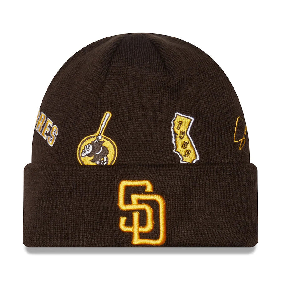 San Diego Padres New Era MLB Cuffed Knit Beanie Hat Brown Crown