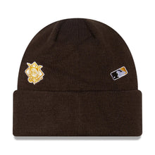 Load image into Gallery viewer, (Youth) San Diego Padres New Era MLB Cuffed Kid Knit Beanie Hat Brown Crown/Visor Gold Logo (Identity)