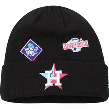Load image into Gallery viewer, Houston Astros New Era MLB Cuffed Knit Beanie Hat Black Crown/Visor Multi-Color Logo With Multiple Patches (Polar Lights)