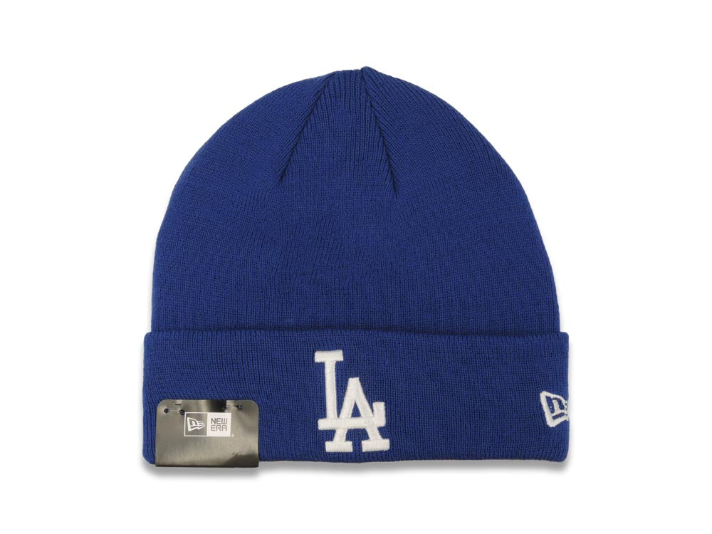 Los Angeles Dodgers New Era MLB Cuffed Knit Hat Royal Blue Crown/Cuff White Logo (Solid Color Knit)
