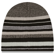 Load image into Gallery viewer, Las Vegas Raiders New Era Uncuffed Skull Knit Beanie Hat Black/Gray Striped Crown/Visor Team Color Logo