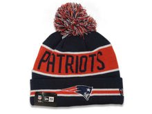 Load image into Gallery viewer, New England Patriots New Era NFL Cuffed Pom Coach Knit Beanie Hat Navy/Red/White Crown/Visor Team Color Logo