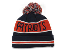 Load image into Gallery viewer, New England Patriots New Era NFL Cuffed Pom Coach Knit Beanie Hat Navy/Red/White Crown/Visor Team Color Logo