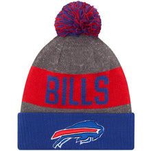 Load image into Gallery viewer, Buffalo Bills New Era NFL Cuffed Pom Knit Beanie Hat Royal Blue/Red/Gray Crown/Visor Team Color Logo (2016 Sideline)