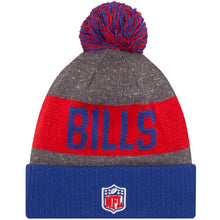 Load image into Gallery viewer, Buffalo Bills New Era NFL Cuffed Pom Knit Beanie Hat Royal Blue/Red/Gray Crown/Visor Team Color Logo (2016 Sideline)