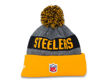 Load image into Gallery viewer, Pittsburgh Steelers New Era NFL Cuffed Pom Knit Hat Team Color Black/Yellow Crown/Cuff Team Color Logo