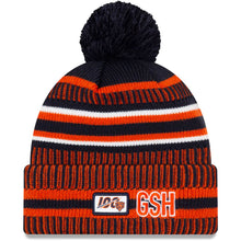 Load image into Gallery viewer, Chicago Bears New Era NFL Cuffed Pom Knit Beanie Hat Orange/Navy Crown/Visor Team Color Logo (2019 Sideline)