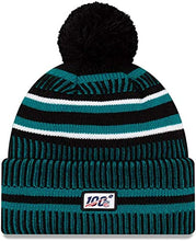Load image into Gallery viewer, Jacksonville Jaguars New Era NFL Cuffed Pom Knit Beanie Hat Teal/Black Crown/Visor Team Color Logo (2019 Sideline)