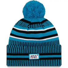 Load image into Gallery viewer, Carolina Panthers New Era NFL Home Cuffed Pom Knit Beanie Hat Sky Blue/Navy Crown/Visor Team Color Logo (2019 Sideline)