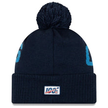 Load image into Gallery viewer, Los Angeles Chargers New Era NFL Road Cuffed Pom Knit Beanie Hat Navy Blue/Sky Blue Crown/Visor Team Color Logo (2019 Sideline)