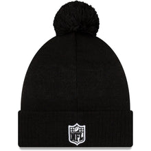 Load image into Gallery viewer, Oakland Raiders New Era NFL Road Cuffed Pom Knit Beanie Hat Black/White Crown/Visor Team Color Logo (2019 Sideline)