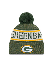 Load image into Gallery viewer, Green Bay Packers New Era NFL Cuffed Pom Knit Beanie Hat Green/Yellow Crown/Visor Team Color Logo (2018 Sideline)