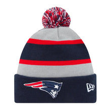 Load image into Gallery viewer, New England Patriots New Era NFL Cuffed Pom Knit Beanie Hat Navy Blue/Red/Gray Crown/Visor Team Color Logo (2013 Sideline)