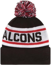 Load image into Gallery viewer, Atlanta Falcons New Era NFL Cuffed Pom Knit Beanie Hat Black/White/Red Crown/Visor Team Color Logo
