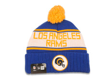 Load image into Gallery viewer, Los Angeles Rams New Era NFL Cuffed Makers A3 Pom Knit Hat Royal Blue/White/Yellow Crown/Visor Team Color Logo