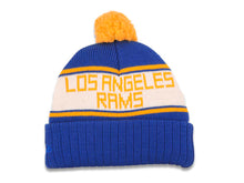 Load image into Gallery viewer, Los Angeles Rams New Era NFL Cuffed Makers A3 Pom Knit Hat Royal Blue/White/Yellow Crown/Visor Team Color Logo