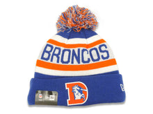 Load image into Gallery viewer, Denver Broncos New Era NFL Cuffed Pom Knit Beanie Hat Sky Blue/White/Yellow Crown/Visor Team Color Logo