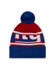 Load image into Gallery viewer, New York Giants New Era NFL Call Out Cuffed Pom Knit Hat Red/White/RoyL Blue Crown/Visor Team Color Logo