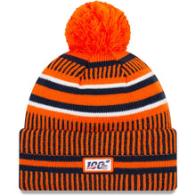 Load image into Gallery viewer, Denver Broncos New Era NFL 2019 Sideline Cuffed Pom Knit Hat Navy Blue/Orange Crown/Visor Team Color Logo