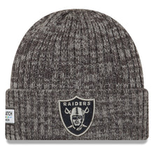 Load image into Gallery viewer, Oakland Raiders New Era NFL Cuffed Knit Beanie Hat Dark Gray/Gray Crown/Visor Team Color Logo (Crucial Catch Intercept Cancer))