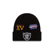 Load image into Gallery viewer, Las Vegas Raiders New Era NFL Cuffed Knit Beanie Black Team Color Logo (Super Bowl Champions)