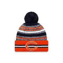 Load image into Gallery viewer, Chicago Bears New Era NFL 2021 Sideline Sport Official Pom Cuffed Knit Beanie Orange/Navy Team Color