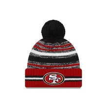 Load image into Gallery viewer, San Francisco 49ers New Era NFL 2021 Sideline Sport Official Pom Cuffed Knit Beanie Red/Black Team Color