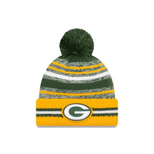 Load image into Gallery viewer, Green Bay Packers New Era NFL 2021 Sideline Sport Official Pom Cuffed Knit Beanie Yellow/Green Team Color