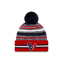 Load image into Gallery viewer, Houston Texans New Era NFL 2021 Sideline Sport Official Pom Cuffed Knit Beanie Red/Navy Team Color
