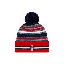 Load image into Gallery viewer, New England Patriots New Era NFL 2021 Sideline Sport Official Pom Cuffed Knit Beanie Red/Navy Team Color