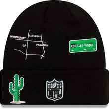 Load image into Gallery viewer, Las Vegas Raiders New Era NFL Cuff Knit Team Color Black Crown/Cuff Team Color Logo Super Bowl XVIII City Transit