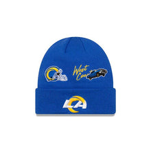 Load image into Gallery viewer, Los Angeles Rams New Era NFL Cuff Knit Team Color Royal Crown/Cuff Team Color Logo City Transit