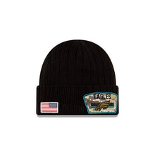 Load image into Gallery viewer, Philadelphia Eagles New Era NFL Cuffed Knit Beanie 2021 Salute To Service Hat Black Crown Patch Logo